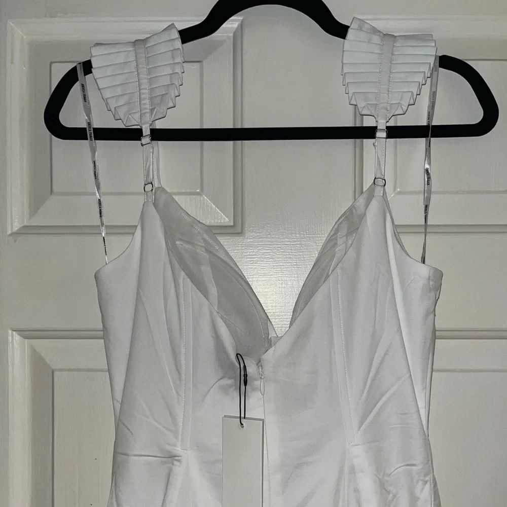 NWT Andrea Iyamah Vola White Maxi Dress - Picture 12 of 13